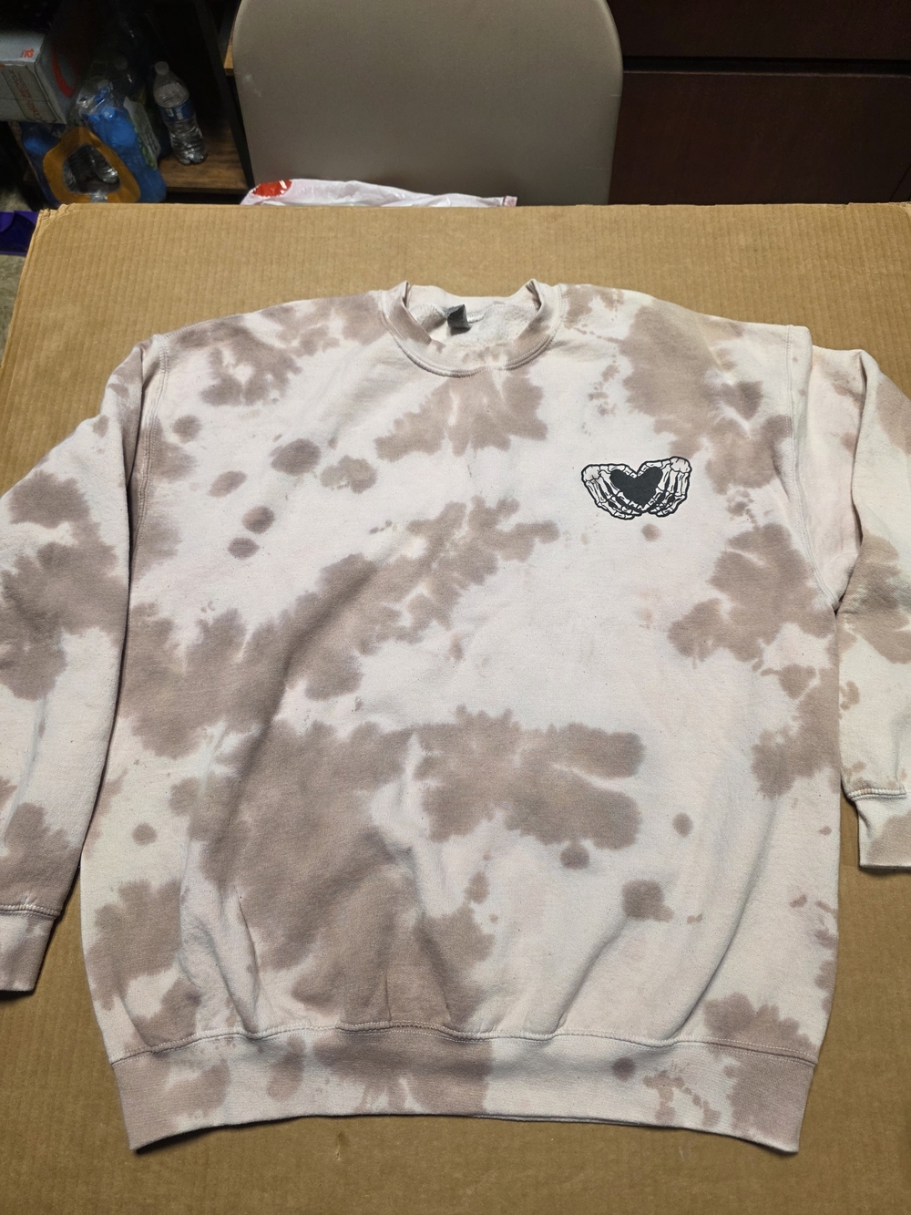 Men's Tie-Dye Crewneck Sweatshirt in Light Taupe